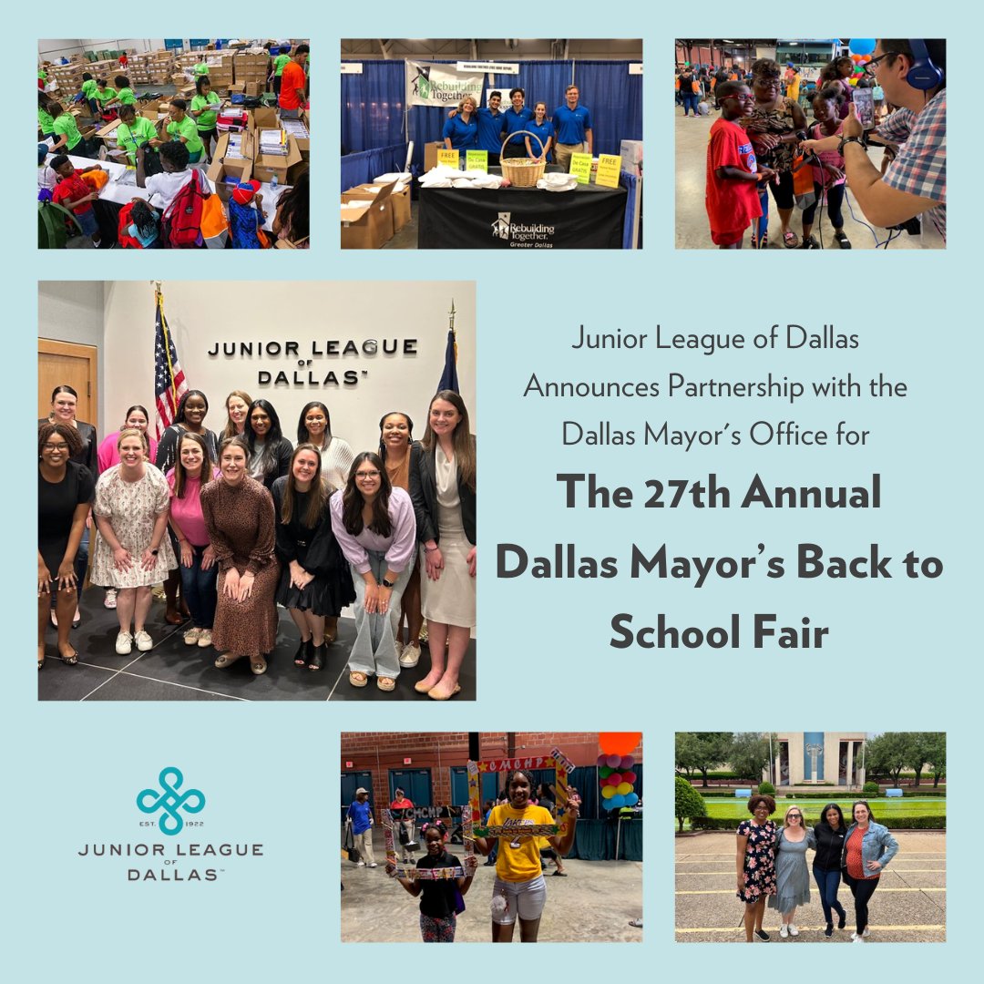 We are thrilled to announce a new partnership with @‌DallasMayor Eric L. Johnson to provide volunteer training and planning support for the 27th Annual Dallas Mayor’s Back to School Fair, which will be held Friday, August 4, 2023, at Fair Park. Learn more: bit.ly/3LO8EQs