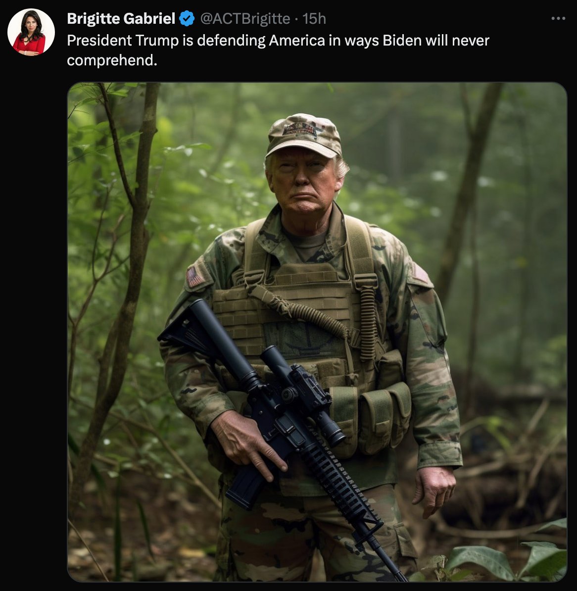 EdKrassen's tweet image. Brigitte Gabriel, in my opinion, appears to be propagating stolen valor in order to try and brainwash people into respecting Trump.

The Truth:
- Trump never served in the military. He got out of the draft and likely avoided Vietnam by claiming to have bone spurs.
- Trump didn't…