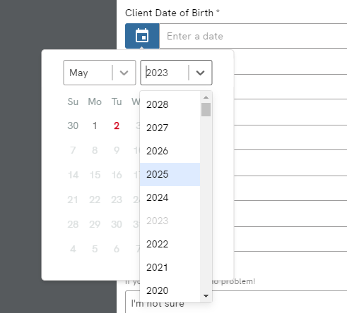 Sheesh, I barely know what I'm doing tomorrow, let alone knowing enough to estimate a date of birth 5 years from now...