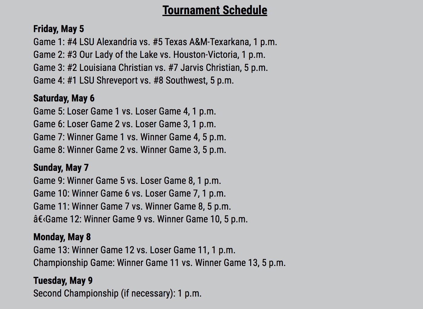 RRAC Sports on Twitter "The 2023 RRAC baseball tournament schedule is