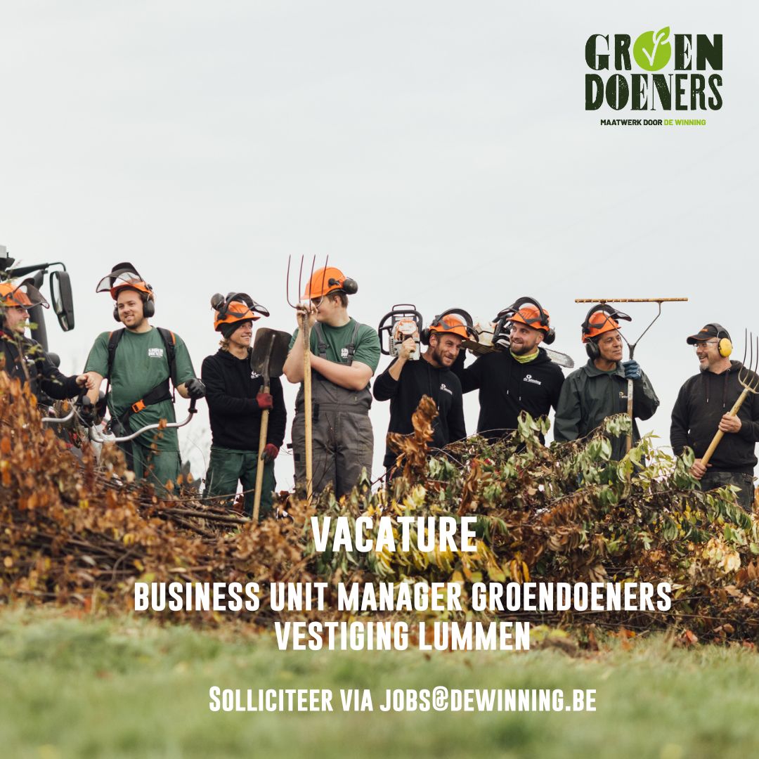 🌿 VACATURE BUSINESS UNIT MANAGER GROENDOENERS 🌿
Ben jij op zoek naar een job met engagement en betekenis, waar je voor kwetsbare mensen echt het verschil kan maken?
Meer info: bit.ly/44dU1gh
Solliciteer via jobs@dewinning.be

#vacature #dewinning #job