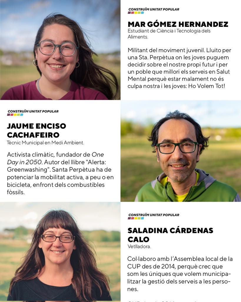 CUPStaPerpetua's tweet photo. Més gent que lluita dia a dia per una societat més justa i un món més sostenible i en pro de les cures i amb totes les ganes de fer-ho per Santa Perpètua. 

#10 Mar Gómez Hernandez
#11 Jaume Enciso Cachafeiro
#12 Saladina Cárdenas Calo

#Llista28M #GentQueLluita https://t.co/Qw9us61PT1