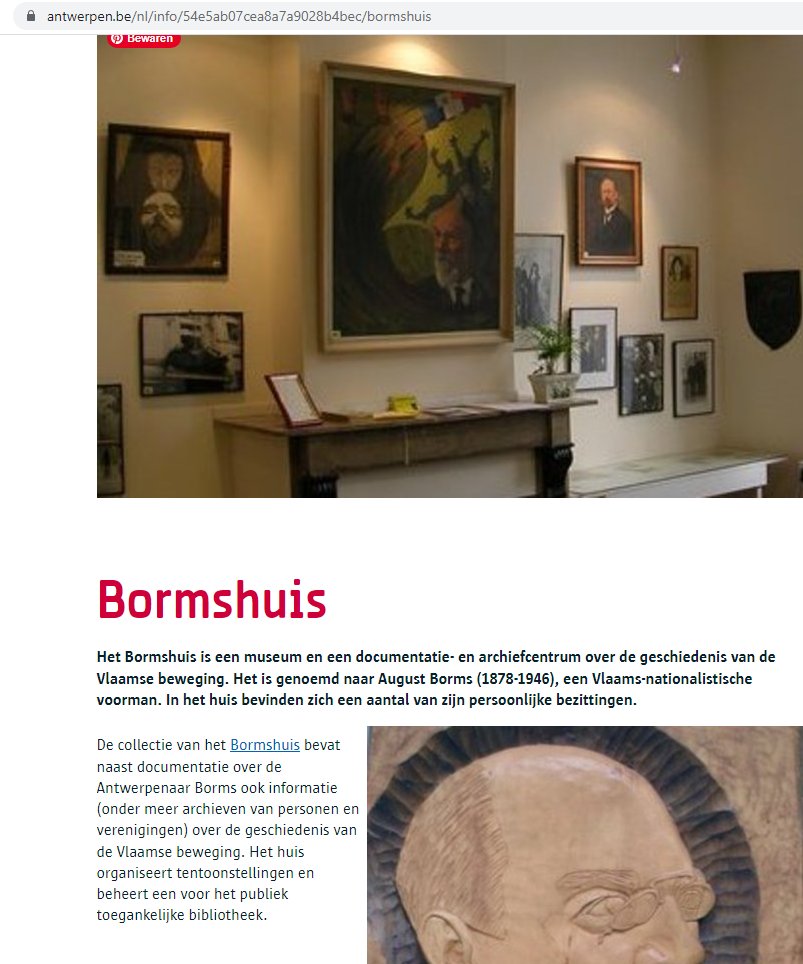 v_geuzen's tweet photo. wel @vooruit_be kan dat wel dat de STAD #antwerpen het 'herdenkingshuis' van #nazi #borms zo kuist dat het lijkt alsof hij een zo brave idealistische man was ipv de zichzelf verrijkende collaborateur en overtuigd nazi tot in zijn laatste dagen #nva #Bartdewever https://t.co/wqFBHxKEZV