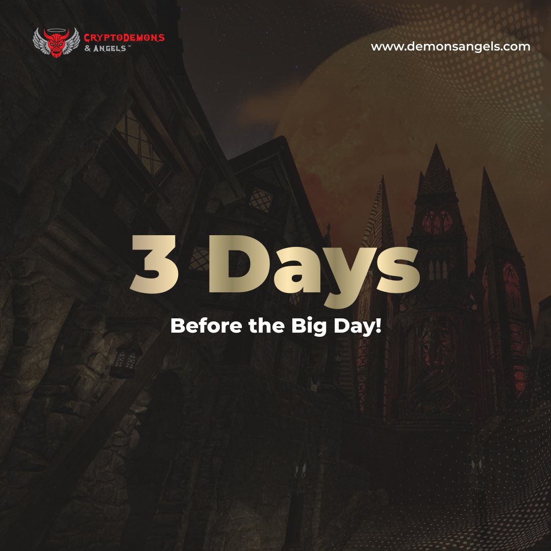 DemonsAngelsNFT's tweet photo. The day is almost coming! When CryptoDemons are going to be released from the abyss!!!

3 days to go before minting, fam!

Visit our official website https://t.co/giR8fVyspP and be part of the fam at  https://t.co/GEMMPMzZ59  

#CryptoDemons #SolanaNFT #Minting #Airdrop https://t.co/BQnpvOxuKG