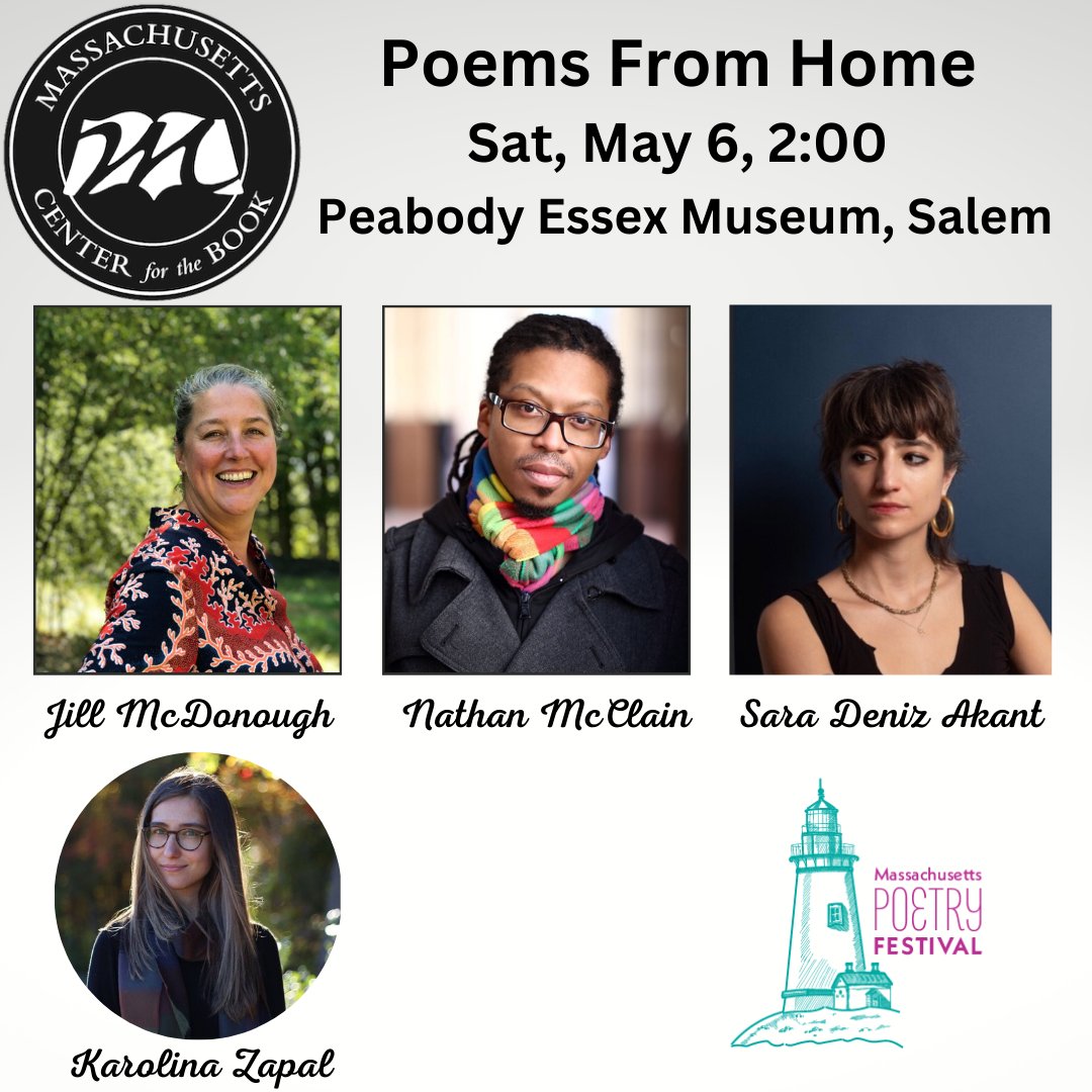 Our panel @ #MassPoetryFestival @peabodyessex: #Massachusetts #poets: <a href="/jilljillmcd/">Jill McDonough</a>, <a href="/nathanhmcclain/">Nathan McClain</a> &amp; <a href="/sdenizakant/">Sara Deniz Akant</a> w/ Karolina Zapal! Info: ow.ly/blPt50O6jeR #CenterForTheBook#salemma <a href="/masspoetry/">Mass Poetry</a> <a href="/MassLibAssoc/">Massachusetts Library Association 📚</a> <a href="/mblclibraries/">MBLC</a> <a href="/AliceJamesBooks/">Alice James Books</a> <a href="/rescuepress/">Rescue Press</a> <a href="/sharonshaloo/">Sharon Shaloo</a>