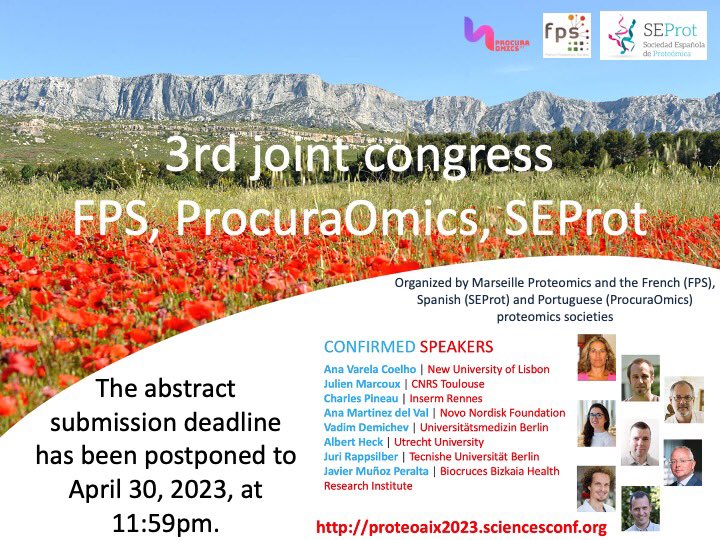2023ProteoAix (@2023proteoaix) on Twitter photo Very pleased to announce that the abstract submission deadline for <a href="/2023ProteoAix/">2023ProteoAix</a> congress has been postponed to May 12, 2023. aos.congres.com/proteoaix2023/ Spread the word! <a href="/seprotmeeting/">vii meeting for young proteomics researchers</a> <a href="/SEEM_MS/">Sociedad Española de Espectrometría de Masas-SEEM</a> @ProteoRed #ProcuraOmics <a href="/EuPAProteomics/">News@EuPA</a> <a href="/CNB_CSIC/">Centro Nacional de Biotecnología (CSIC)</a> Very pleased to announce that the abstract submission deadline for <a href="/2023ProteoAix/">2023ProteoAix</a> congress has been postponed to May 12, 2023. aos.congres.com/proteoaix2023/ Spread the word! <a href="/seprotmeeting/">vii meeting for young proteomics researchers</a> <a href="/SEEM_MS/">Sociedad Española de Espectrometría de Masas-SEEM</a> @ProteoRed #ProcuraOmics <a href="/EuPAProteomics/">News@EuPA</a> <a href="/CNB_CSIC/">Centro Nacional de Biotecnología (CSIC)</a>