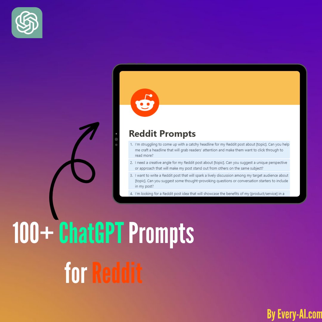 Redditors are making 6 figures $$$ using ChatGPT.

But most people don't know how to use it.

That's why I collected 100+ Best ChatGPT Prompts for you.

Worth $1,000's.

Want it for FREE?

Like and comment "RDT"

> Follow ME &amp; <a href="/everyai_com/">Every AI</a> so I can DM
> 24hrs only
> 500 Ppl Max