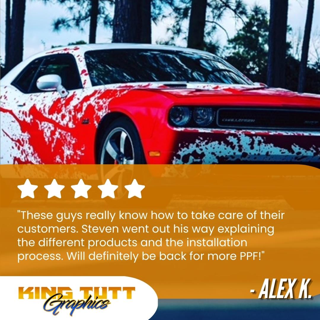 Kingtuttgraphi1's tweet photo. Thank you for the amazing review, Alex! We always go above and beyond for our customers. #carwraps #testimonials #vinylwraps https://t.co/fS9ZdC4kPK https://t.co/e5PggwMzUR