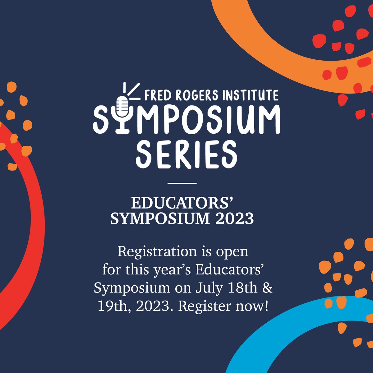 FredRogersInst's tweet photo. Registration is now OPEN for Educators’ Symposium 2023. This virtual conference will be held on July 18th &amp; 19th. Click on the link below for detailed agendas of each day and the registration link.

https://t.co/xjrCTu8GGJ

#EducatorsSymposium #FredRogers #mrrogers #educators https://t.co/80qXI7p8nl