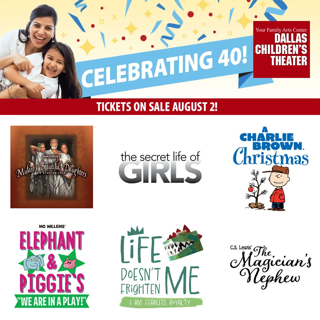 It’s here! We are thrilled to announce DCT’s 2023-24 season – our 40th season of shows! Join us for a lineup that will make you laugh, clap, and dance! Tickets on sale August 2nd. For more info, visit dct.org/plays. Make cherished memories to last a lifetime...