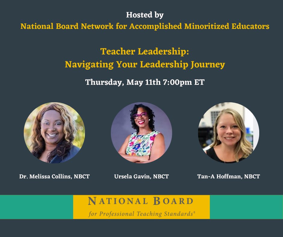 NBPTS's tweet photo. Don't miss your chance to hear how these inspiring teacher leader have empowered not only their colleagues, but also their students - serving as difference-makers in our education communities. https://t.co/GW422RwbDz https://t.co/poPmyZ5C4Y