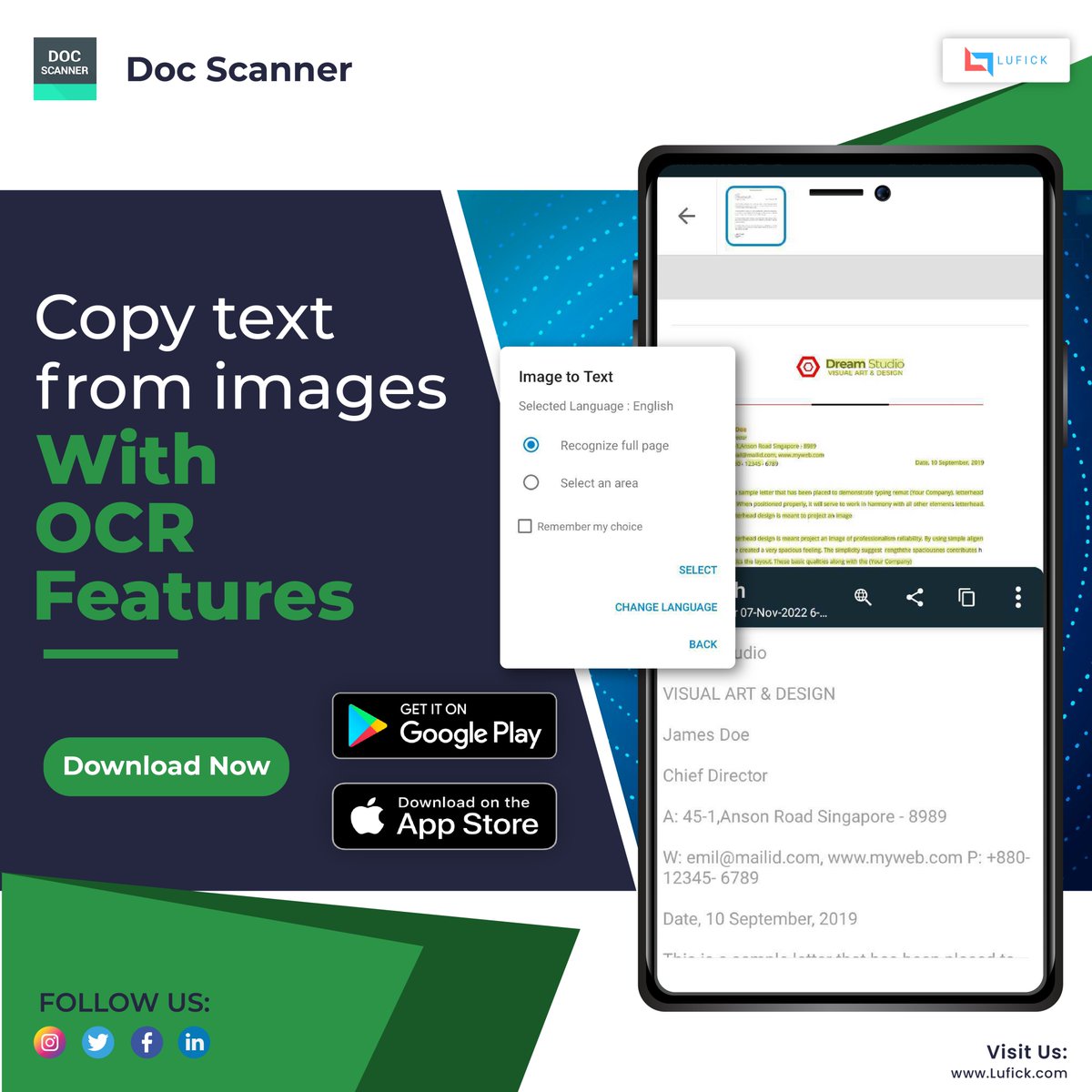 Lufick3's tweet photo. "Scan, Save, Share! Say goodbye to manual data entry with our Document Scanner app's OCR feature."
Download the Document Scanner App Today.
Available on Play Store and Apple Store
https://t.co/YDftoDeE6U

#DocumentScanner #Onlinepdf #lufick #Pdfscanner #scansafe #portablescanner https://t.co/oLej8Kz0Er