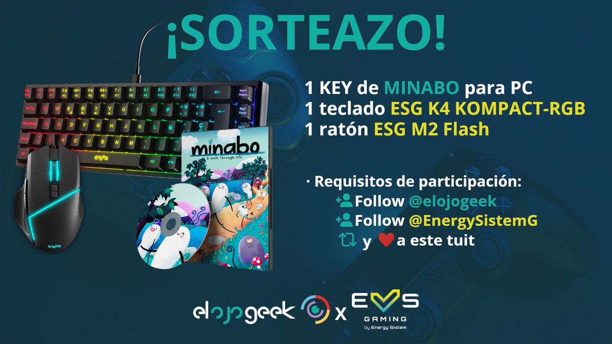 ElOjoGeek's tweet photo. 🔴 SORTEAZO 🔴

Queremos que juegues con #minabo de la mejor forma posible, así que nos unimos a @EnergySistemG para ponértelo fácil 😏

Para participar:

- Follow @ElOjoGeek y @EnergySistemG
- ❤️ y RT a esta publicación

*Válido solo para residentes en la península Ibérica https://t.co/RM5HdreuZ9