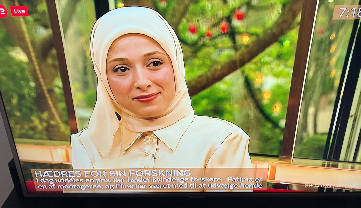 Adjunkt Fatima AlZahra’a Alatraktchi modtager i dag L’Oréal-UNESCO-prisen ‘For Women in Science’. 
I den anledning var hun i morges i @gotv2dk for at fortælle, hvordan det er at være kvindelig forsker i Danmark. #dkforsk #forskpol