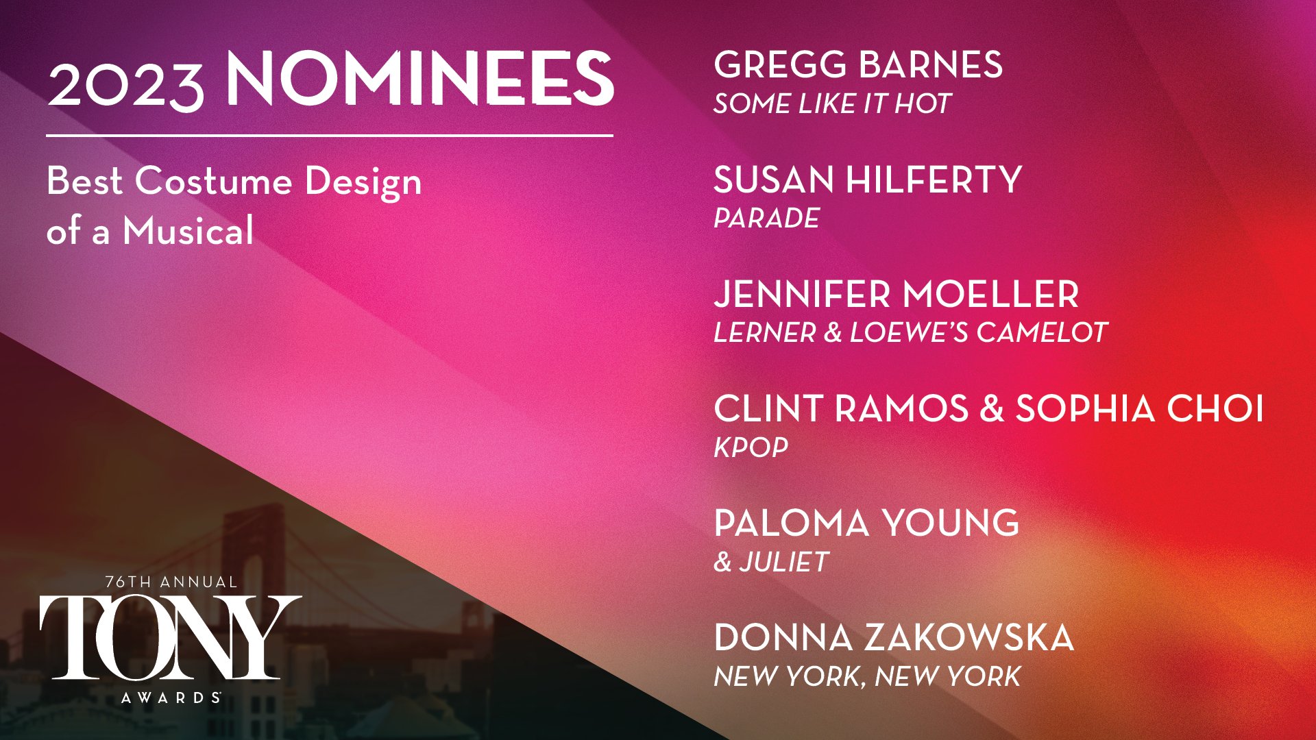 The Tony Awards on Twitter "The 2023 TonyAwards nominees for Best Costume Design of a Musical