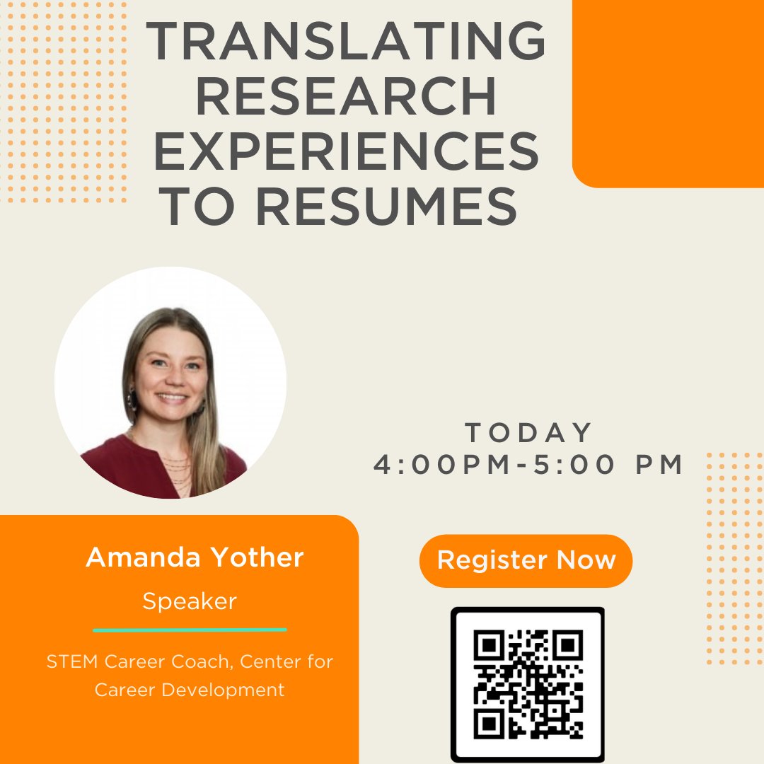 Wondering how to talk about research on your resumes or application?
.
Join us today for our last virtual spring research seminar!
.
Register to receive link!