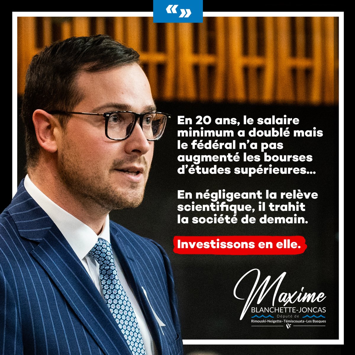 MBJDepute's tweet photo. Investir dans la relève scientifique, c’est assurer un meilleur avenir pour nos enfants. Il faut protéger cet avenir, pas l’abandonner.

Nos étudiants méritent le meilleur, pas la pauvreté et l’épuisement. 

Augmentez le montant des bourses! 💪🏻💰📈

#PolCan #SoutenezNotreScience https://t.co/u9rK0SA5F9
