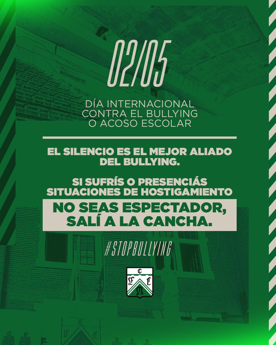 FerroOficial's tweet photo. 7 de cada 10 niños y niñas en la Argentina sufren bullying o acoso escolar.

Si sufrís o presenciás situaciones de hostigamiento, salí a la cancha.

Si sos víctima, hablalo con tu docente o manda un correo a receptoria@ferrocarriloeste.org.ar

#StopBullying
#VivíFerro 💚 https://t.co/zmfvjtzWQ2