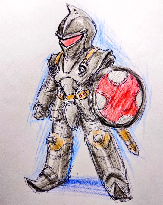 鉛筆記念日って色鉛筆でもいいのかな?と思いつつブラックナイトを勢い描いだけで描いてみました! #えんぴつ記念日 #ドルアーガの塔