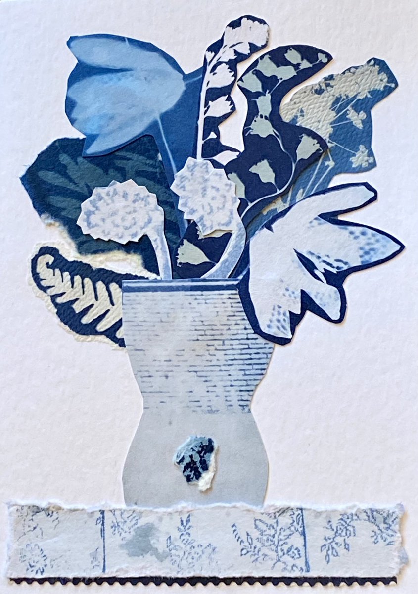 A few weeks ago I hand made a couple of collaged cards, actually as sympathy cards, after the passing of a dear friend. Since then, I’ve been enjoying making more of these experimental collaged, floral cards, for happier times, using printed/hand painted/patterned/textured papers
