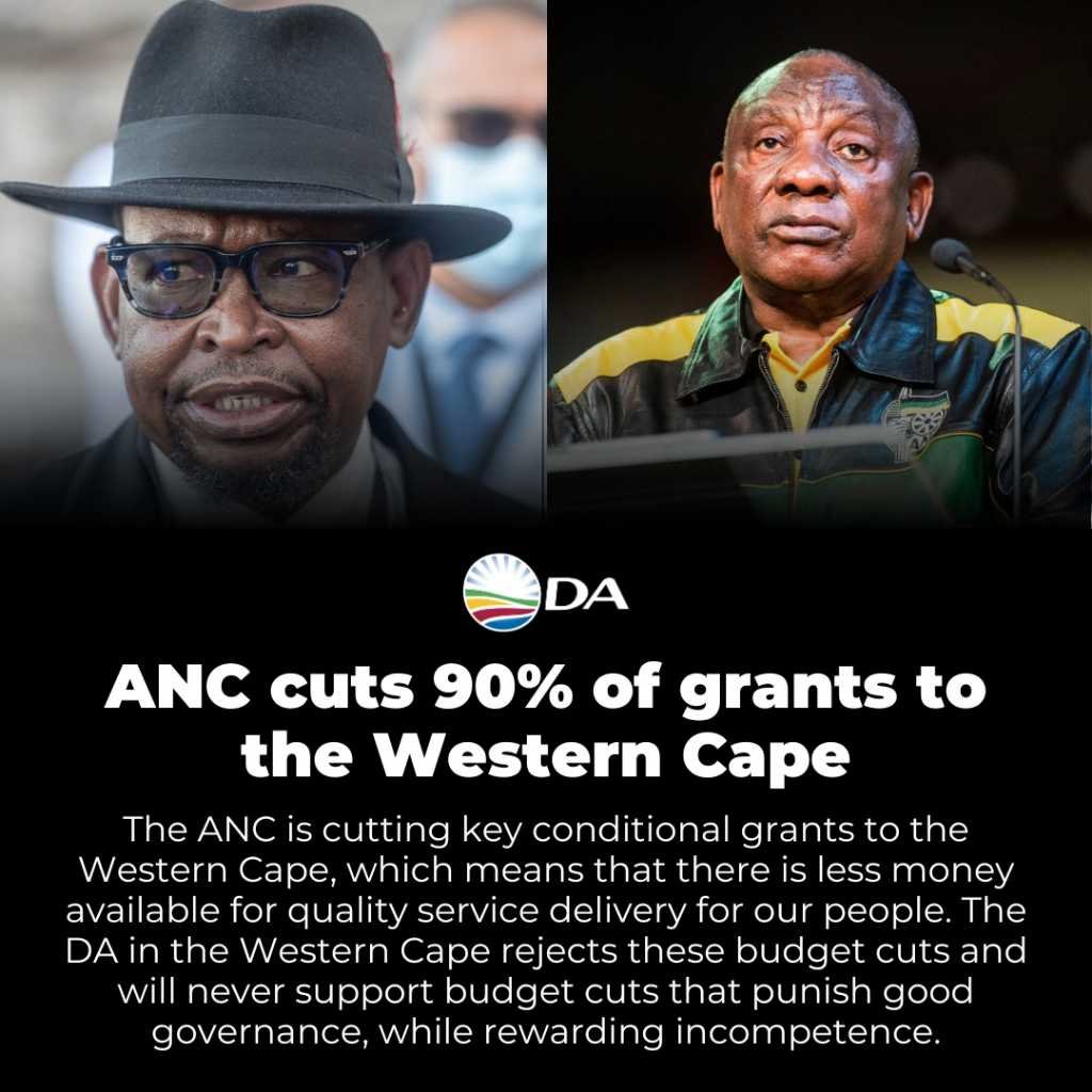 WesternCapeDA's tweet photo. 🚨 The DA strongly opposes the ANC government's reduction of critical grants towards healthcare in the Western Cape.

This will have a severe impact on vulnerable residents and will affect poor communities the most.
 
https://t.co/RTufz3PRCx https://t.co/xP0cd1nGf9