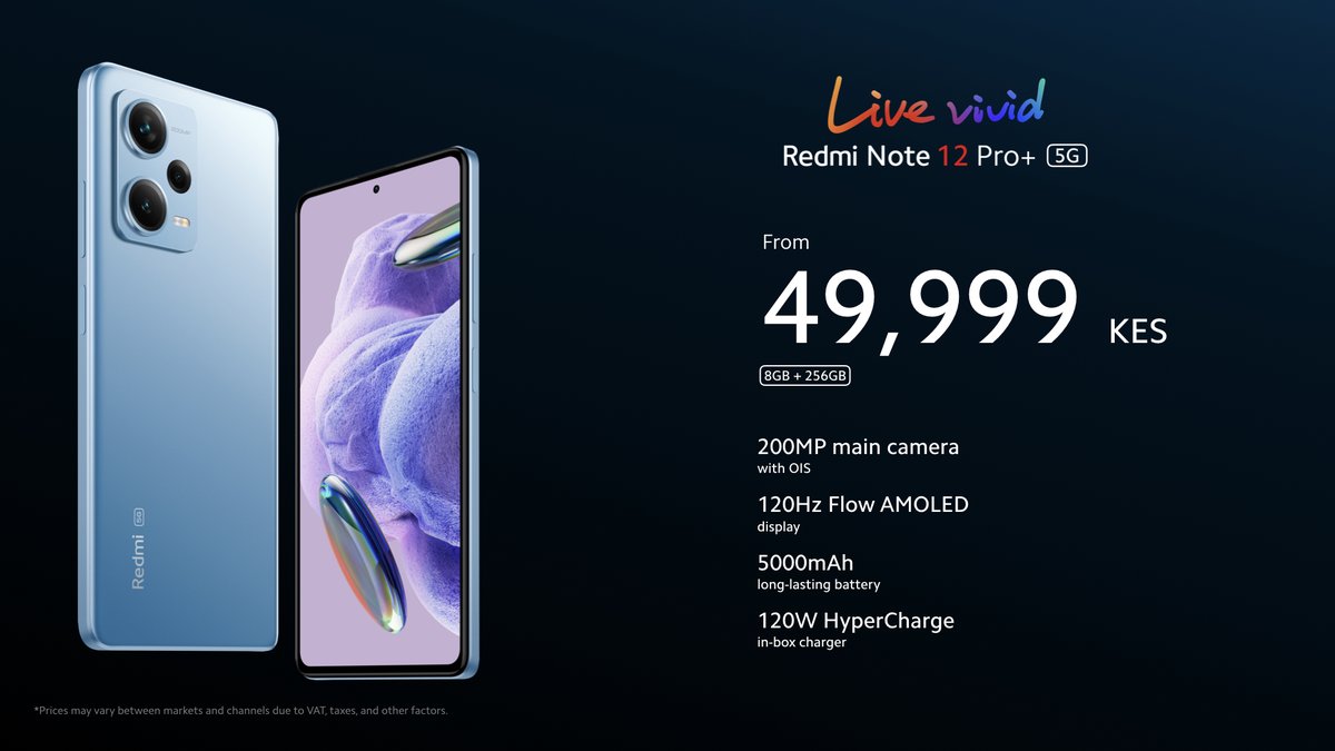 Xiaomi_Kenya's tweet photo. Check out all the amazing features of #RedmiNote12ProPlus5G

✅ 200MP camera with OIS
✅ 120W HyperCharge
✅ 120Hz AMOLED display
✅ MediaTek Dimensity 1080

Prices starts from just Kshs 49,999/-

#LiveVivid
#RedmiNote12SeriesKE https://t.co/C63aLHawgO