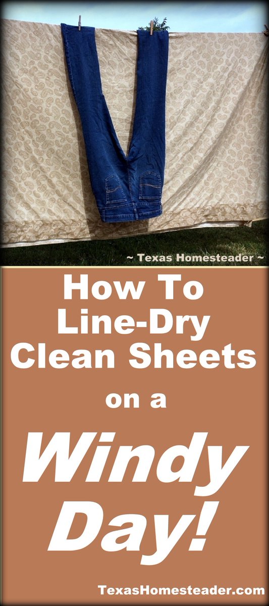 Tx_Homesteader's tweet image. Do you struggle drying your clean sheets outside due to the wind? 

I’ve discovered a secret to keeping the sheets on the line on windy days!

texashomesteader.com/line-dry-windy… 
.
.
#TexasHomesteader #Laundry #LineDry #WindyDay #HomesteadHack