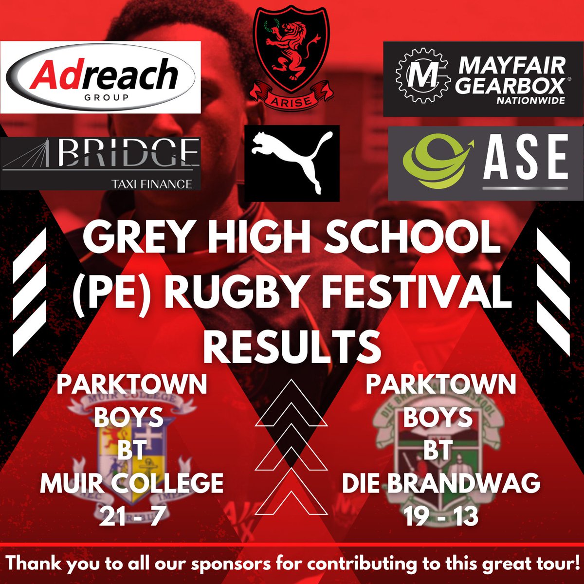 Great results for Parktown Boys Rugby down at the Standard Bank Grey Rugby Festival over the weekend! Nice wins over Muir College and Die Brandwag! 
#ARISE
#Parktown100