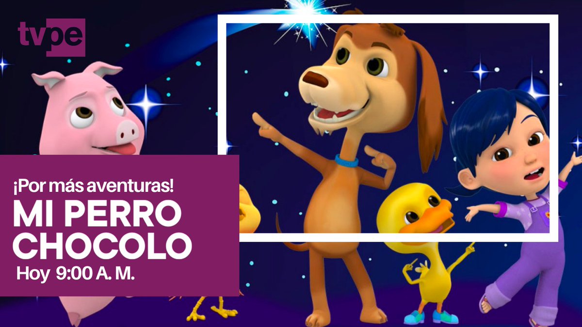 tvperupe's tweet photo. ¡El #PerroChocolo está listo para la diversión! 🐶🥳
Sigue las aventuras del perrito más alegre de la televisión junto a sus inseparables amigos.
#LaSeñalQueNosUne https://t.co/2JdzIBml8Q