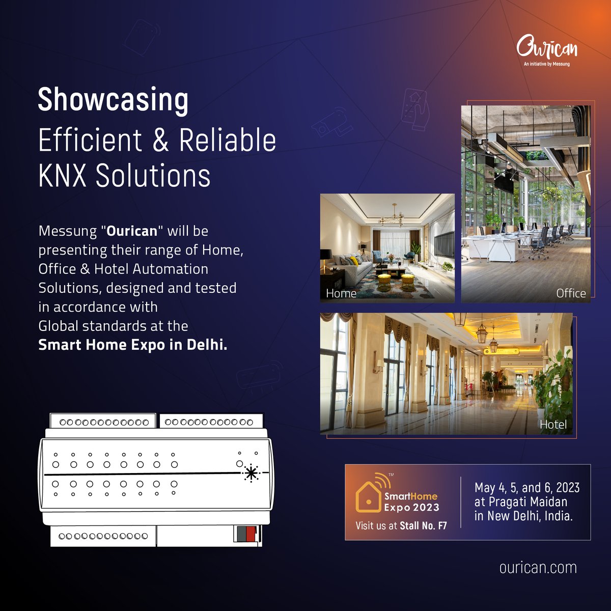 OuricanSolution's tweet photo. Explore Ourican's finest KNX and Modbus solutions at the Smart Home Expo, Delhi on 4th, 5th, and 6th May. Visit us at stall F7.
Visit: https://t.co/SvwpWhcl32
Email: info@messung.com
#smarthomeexpo #expo2023 #smarthomeexpo2023 #KNXSolution #MODBUSsolution #ourican https://t.co/fUYVdz2X5a