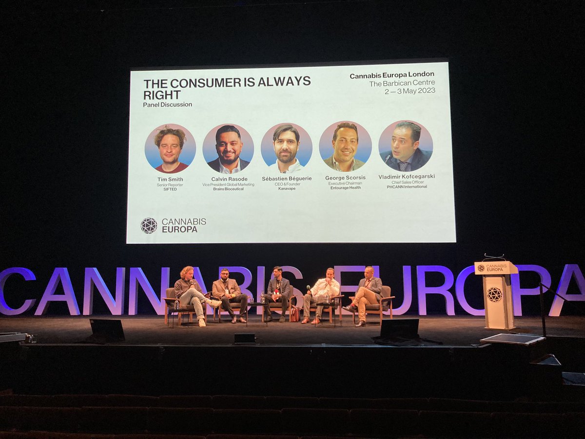 The Consumer is Always Right

<a href="/timmpsmith/">Tim Smith</a> Senior Reporter <a href="/siftedeu/">Sifted</a>
@georgescrosis Executive Chairman, Entourage Health
Vladimir Kofcegarski, Chief Sales Officer, PHcann
@Calvinrascode Vice President of Global Marketing <a href="/brainsbio/">Brains Bioceutical</a>
<a href="/alphacat_420/">Sebastien Beguerie</a> Founder <a href="/alphacatlab/">Kanavape_official</a>