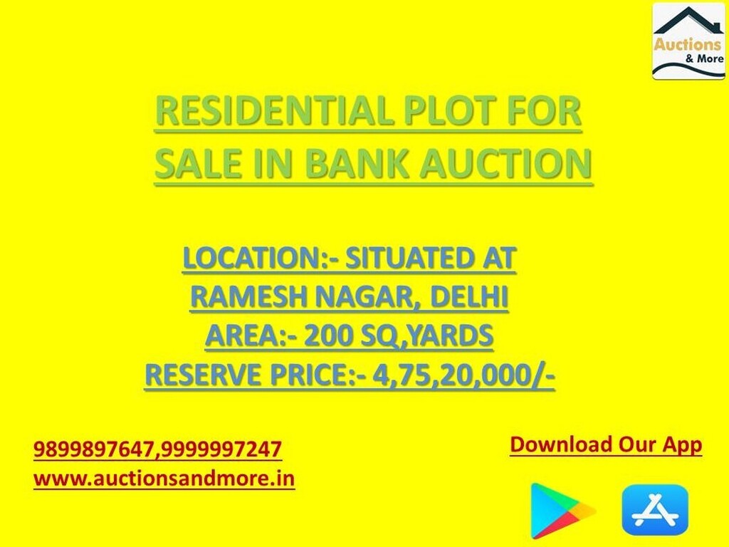 auctions_more's tweet photo. RESIDENTIAL PLOT FOR SALE IN BANK AUCTION 
LOCATION- SITUATED AT RAMESH NAGAR DELHI
AREA - 200 SQ. YDS
RESERVED PRICE- 4,75,20,000/-
FOR MORE INFORMATION KINDLY CONTACT MEGHA SINGLA AT 9899897647 OR 9999997247 
#auctionsandmore #BankAuction #residentialp… https://t.co/HsUY2wkmuf https://t.co/cUvWbSFb3U