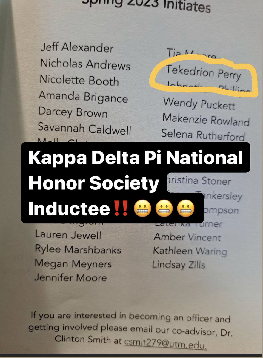 perry_tekedrion's tweet photo. Excited to announce that I have been inducted into UT-Martin Alpha Epsilon Epsilon Chapter of Kappa Delta Pi National Honor Society. #LionFirst #LionHeart #LionFamily @WestJrHighFCPS @PrincipalDrC @FCPSchoolsTN https://t.co/iKhXbLJ8JP