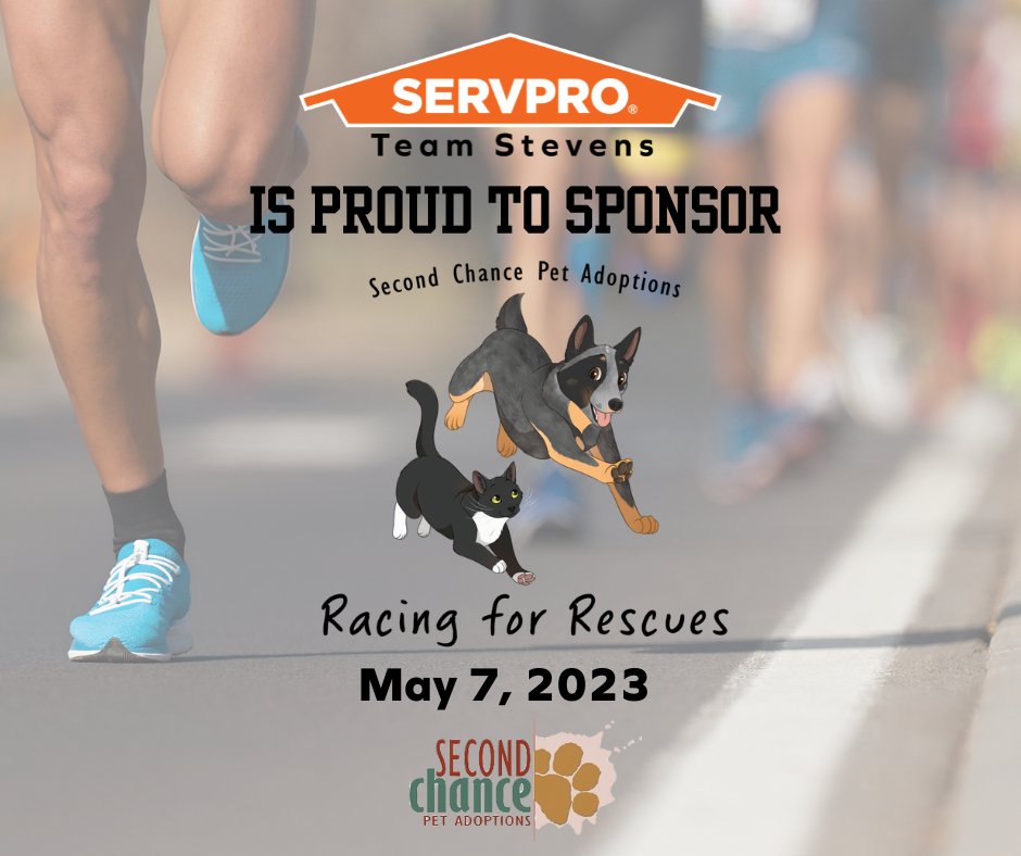 #SERVPROTeamStevens is proud to sponsor this weekend's Racing for Rescues with @secondchancepet!  Come join us on Sunday at C.M. Herndon Park!
#SERVPRO #heretohelp #communityoutreach #racingforrescues #secondchancepetadoptions
