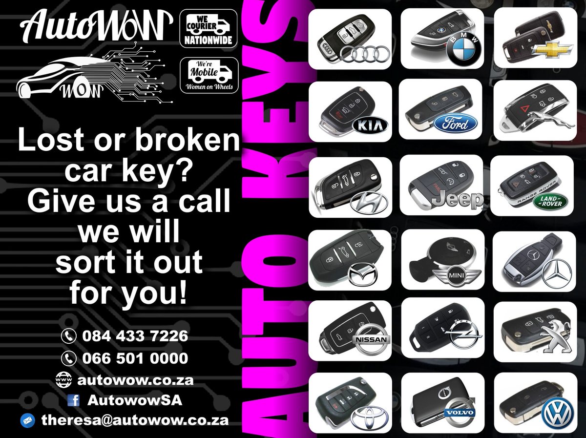 GorePrinting's tweet image. AutoWow Gauteng - Lost or broken car key? Give us a call we will sort it out for you.
Visit autowow.co.za for more information.
Contact us on 0844337226 /0665010000
or Click and like and drop us message on our Facebook page facebook.com/AutowowSA

#autoWow #newcarkey