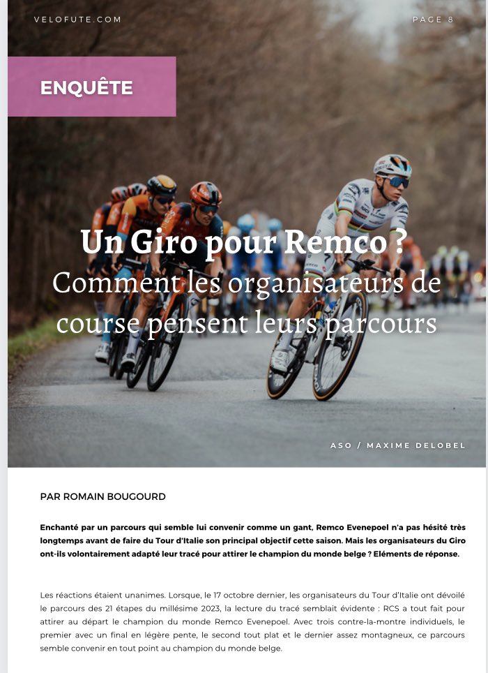 VeloFute's tweet photo. Lors de la présentation du #giro106🇮🇹, les réactions étaient unanimes : le tracé est fait pour Remco #Evenepoel🇧🇪. RCS a-t-il vraiment adapté son parcours pour attirer le 🇧🇪? Enquête dans le dernier #VelofuteMagazine.
👉🏻 https://t.co/ojDHTfmAAV https://t.co/mwbS1nz7RO