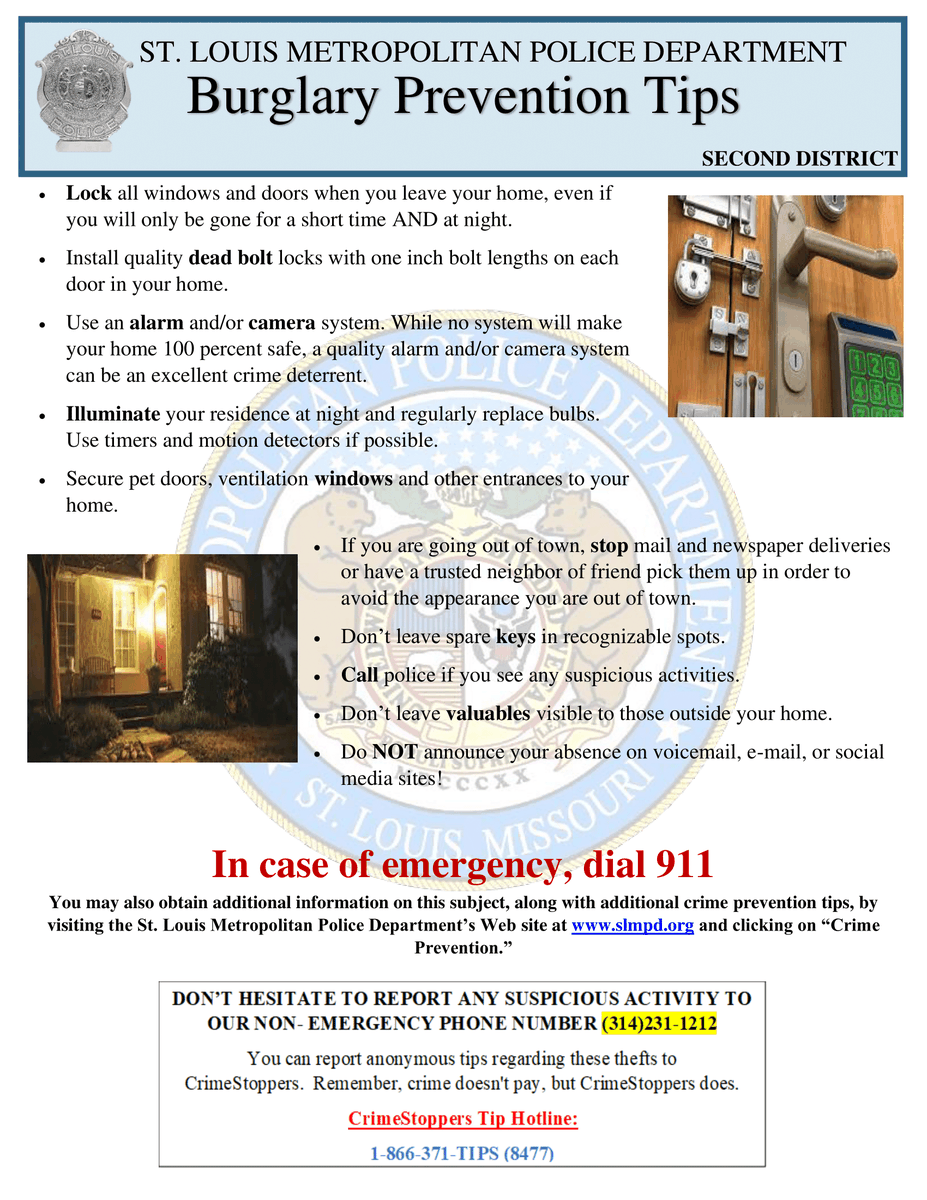 Good morning St. Louis! Today we're sharing a few flyers from the @SLMPD about deterring & preventing crime. Take a look and stay safe!