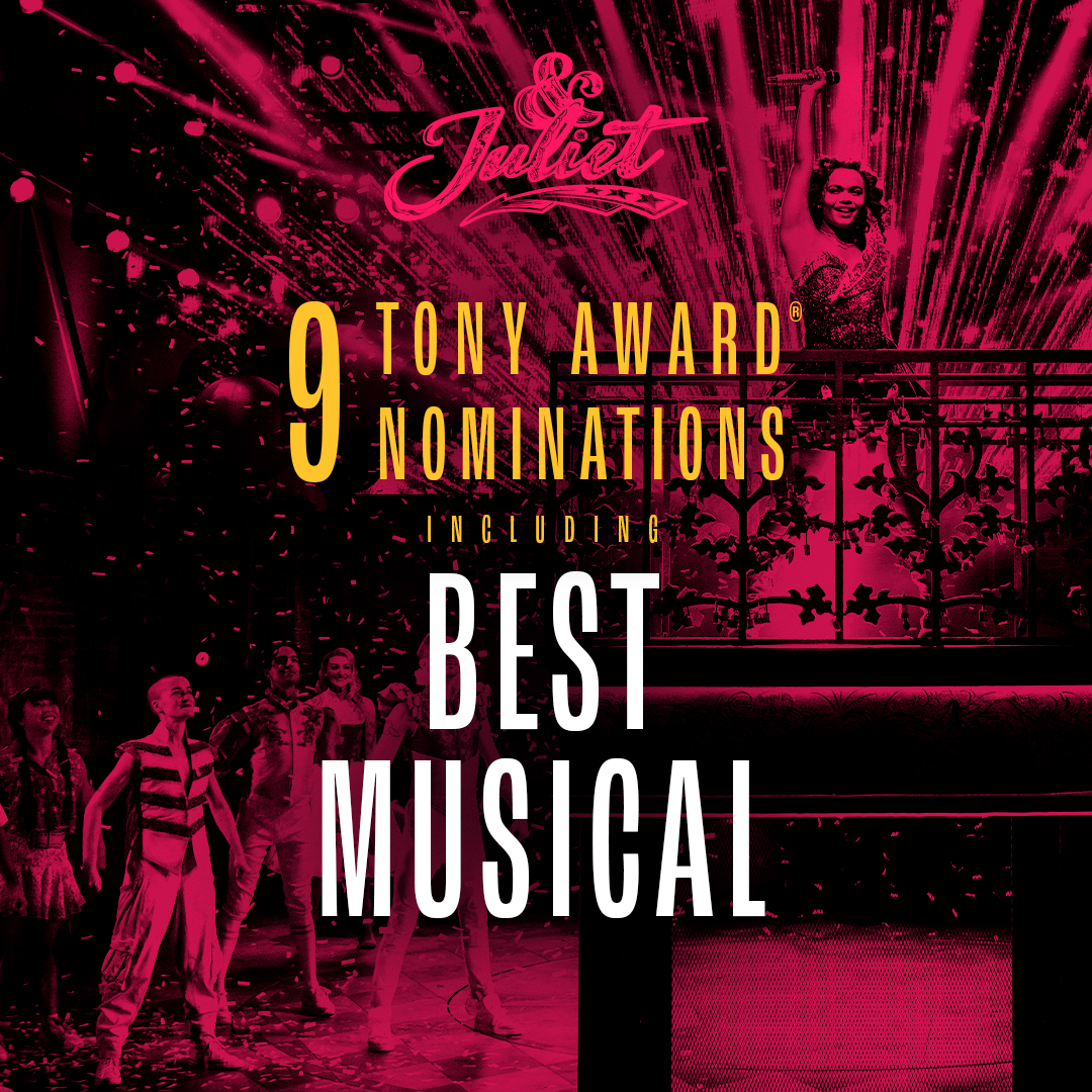 We can’t stop the feeling! ⭐️🎉💖 We’ve been nominated for the Tony Award® for Best Musical! #TonyAwards #BestMusical #CantStopTheFeeling #AndJulietBway