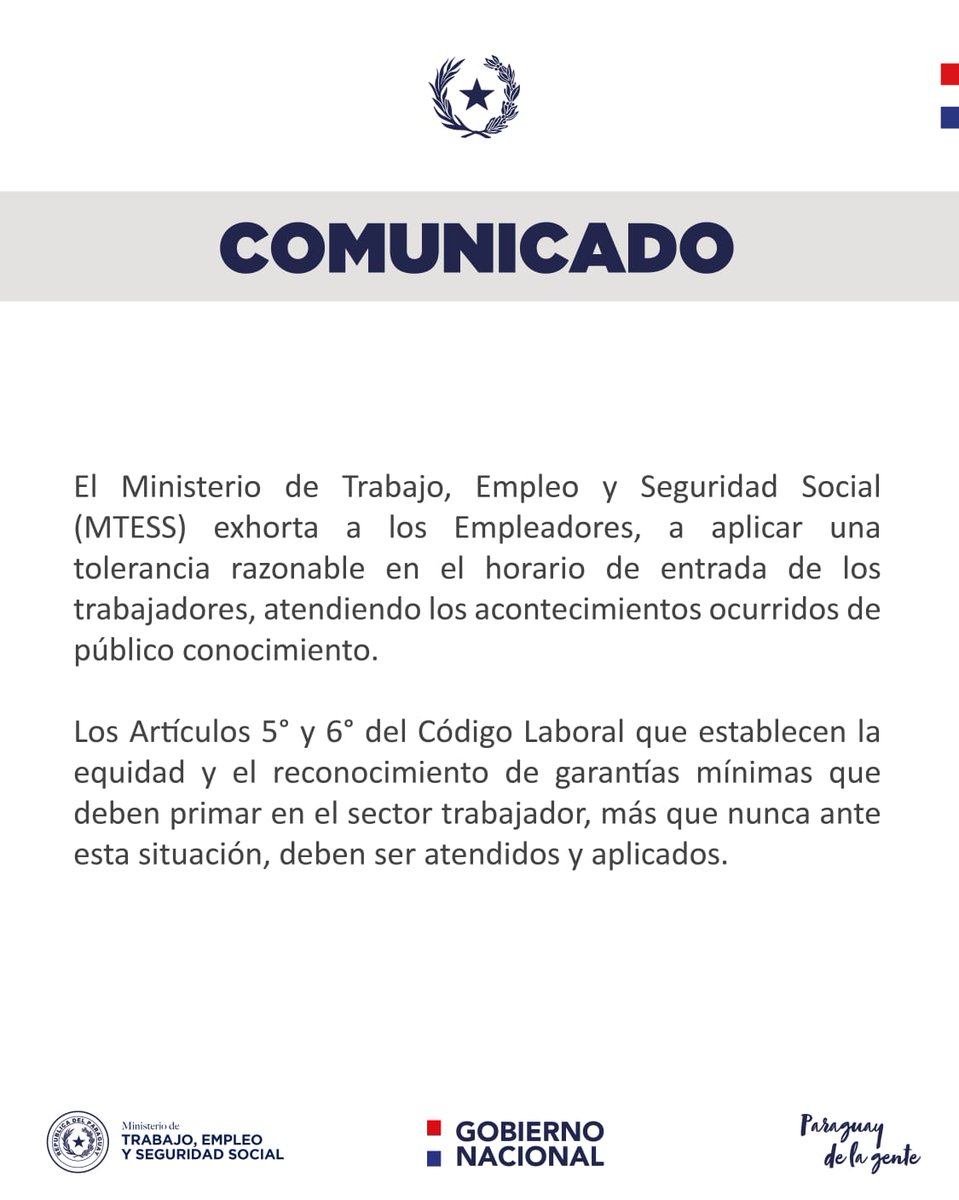 MTESS_PY's tweet photo. ⚠️ Atención Empleadores‼️ https://t.co/KI15Mxes6C