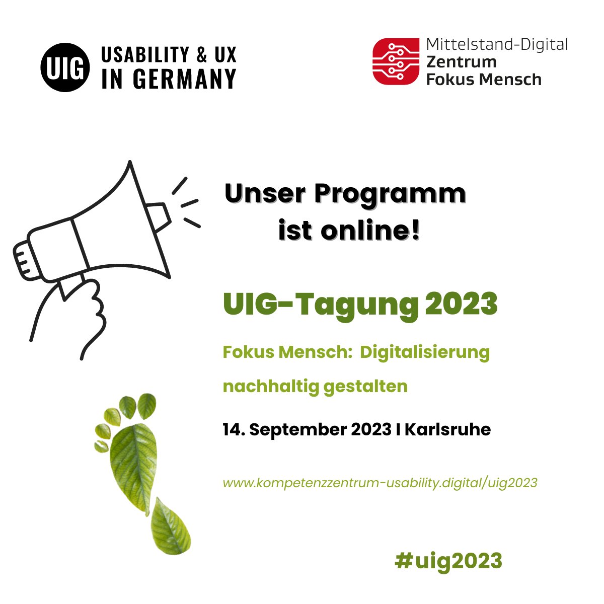 📢: Unser Programm für die UIG-Tagung am 14. September 2023 ist online! 
In diesem Jahr steht unsere Tagung ganz im Zeichen der #nachhaltigen #Digitalisierung und wir haben spannende Workshops und Beiträge für Euch geplant!  
👉 bit.ly/3Vsw4y2

#uig2023 #userexperience