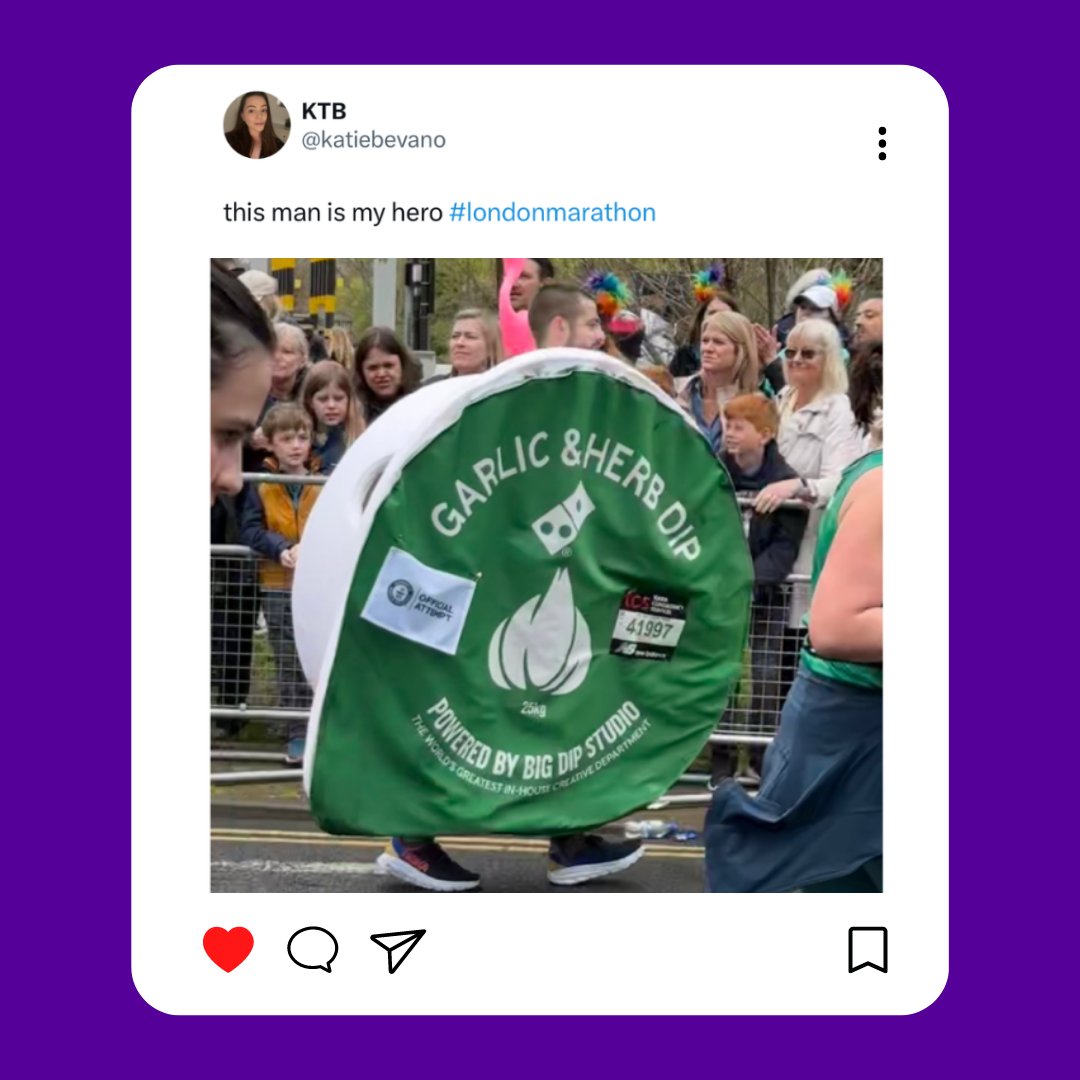 Tell us someone gave this runner a slice at the finish line...🍕 

#LondonMarathon