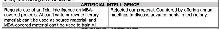 Writers in other fields should be paying attention to the WGA negotiations. Here's the current position on the use of AI.