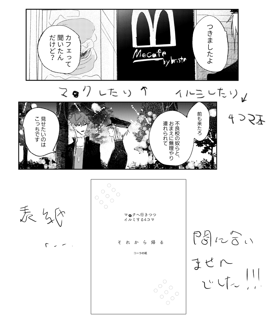 5/3のスパコミ 東2テ22b<洒落け>にて「それから帰る」 A5/18P/全年齢/200円/コピー本頒布します!フォ学ミスオエ4コマです。 