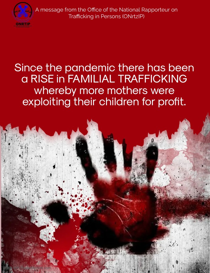 Since the pandemic there has been a rise in Familial Trafficking whereby more mother were exploiting their children for profit. 
#TIP #FamilialTrafficking