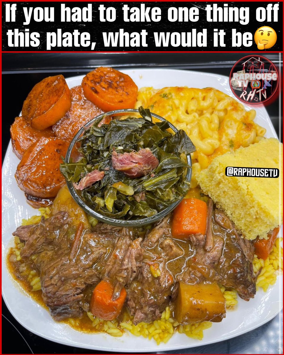 raphousetv2's tweet image. If you had to take one thing off this plate, what would it be🤔🍽️