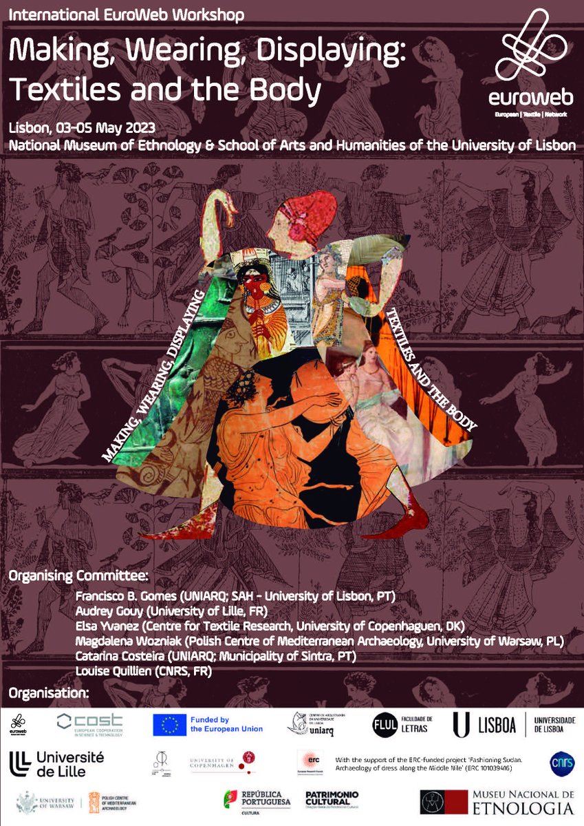 Du 3-5 mai (<a href="/mnetnologia/">Museu de Etnologia</a> et School of Arts and Humanities <a href="/ULisboa_/">ULisboa</a> )
International EuroWeb Workshop
"Making, Wearing, Displaying: Textiles and the Body"
co-organisé par <a href="/audrey_gouy/">Audrey Gouy</a> (chercheuse  <a href="/HALMA_ULille/">HALMA - UMR 8164</a>)
▶️halma.univ-lille.fr/detail-event/c…
cc <a href="/RechercheUlille/">Recherche - Université de Lille</a> <a href="/CNRS_HdF/">CNRS Hauts-de-France</a> <a href="/MinistereCC/">Ministère de la Culture 🇫🇷</a>
