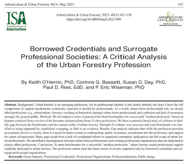 vtarborist's tweet photo. Our newest peer-reviewed paper has been published in Arboriculture &amp; Urban Forestry examining the current status of the urban forestry profession using the Practical Ideal Type theoretical framework. @ISArboriculture 
https://t.co/2eGSdDmBce https://t.co/Xm3liXkojs