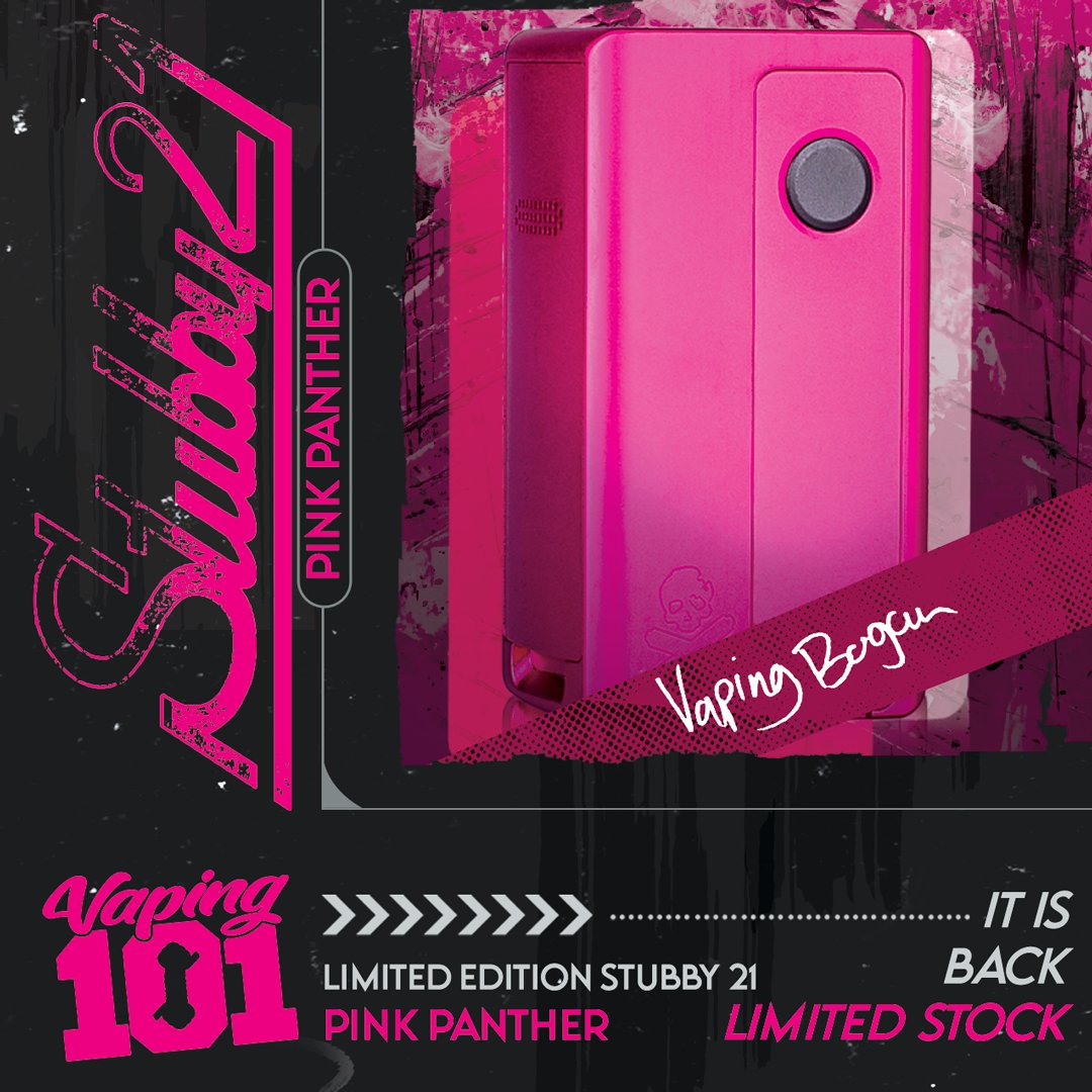 UKVaping101's tweet photo. ITS BACK!!!!!
PINK PANTHER!!!!
STUBBY 21 By Vaping Bogan & Suicide Mods
VERY LIMITED STOCK !!
https://t.co/UfFRDRhsY4
#vapingbogan #stubby21 #smmods https://t.co/hPdQAiVO3w