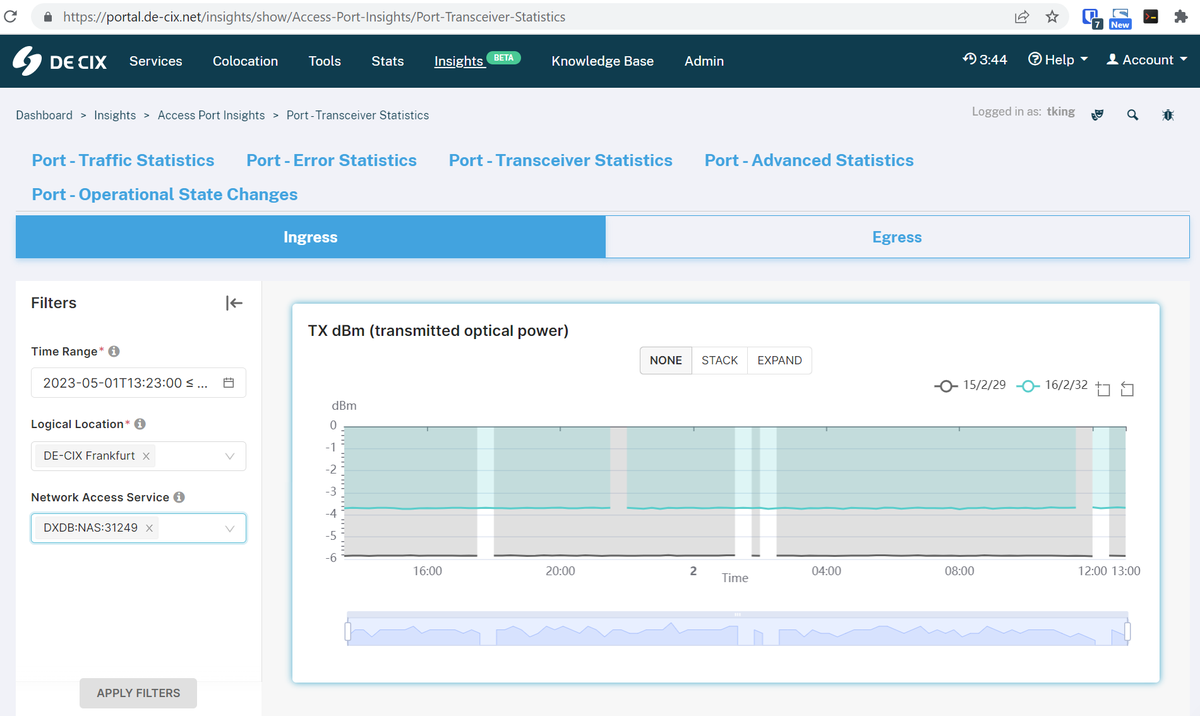 If you need to debug your connection to <a href="/DECIX/">DE-CIX</a>, having the optical transmission power received and sent by the <a href="/DECIX/">DE-CIX</a> router at your fingertip can be valuable information. This is why we have added this kind of statistics reports to the <a href="/DECIX/">DE-CIX</a> Portal! buff.ly/3qwVoDw