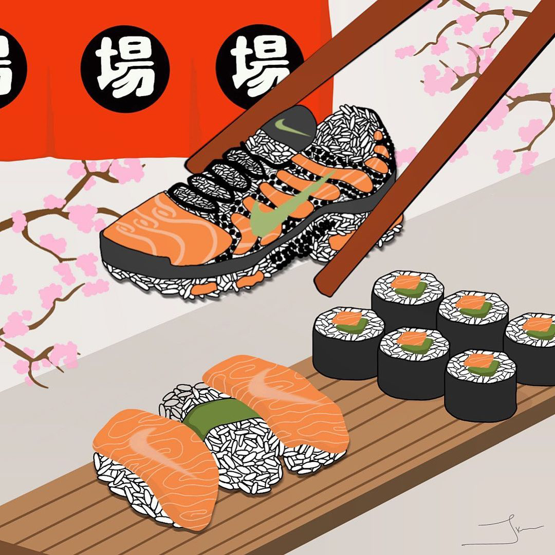 Shoeshi on a Shoesday? 🤔 Yeah, why not! We’re loving this foodie take on a TN by @jesshk.design! 😋🍣
